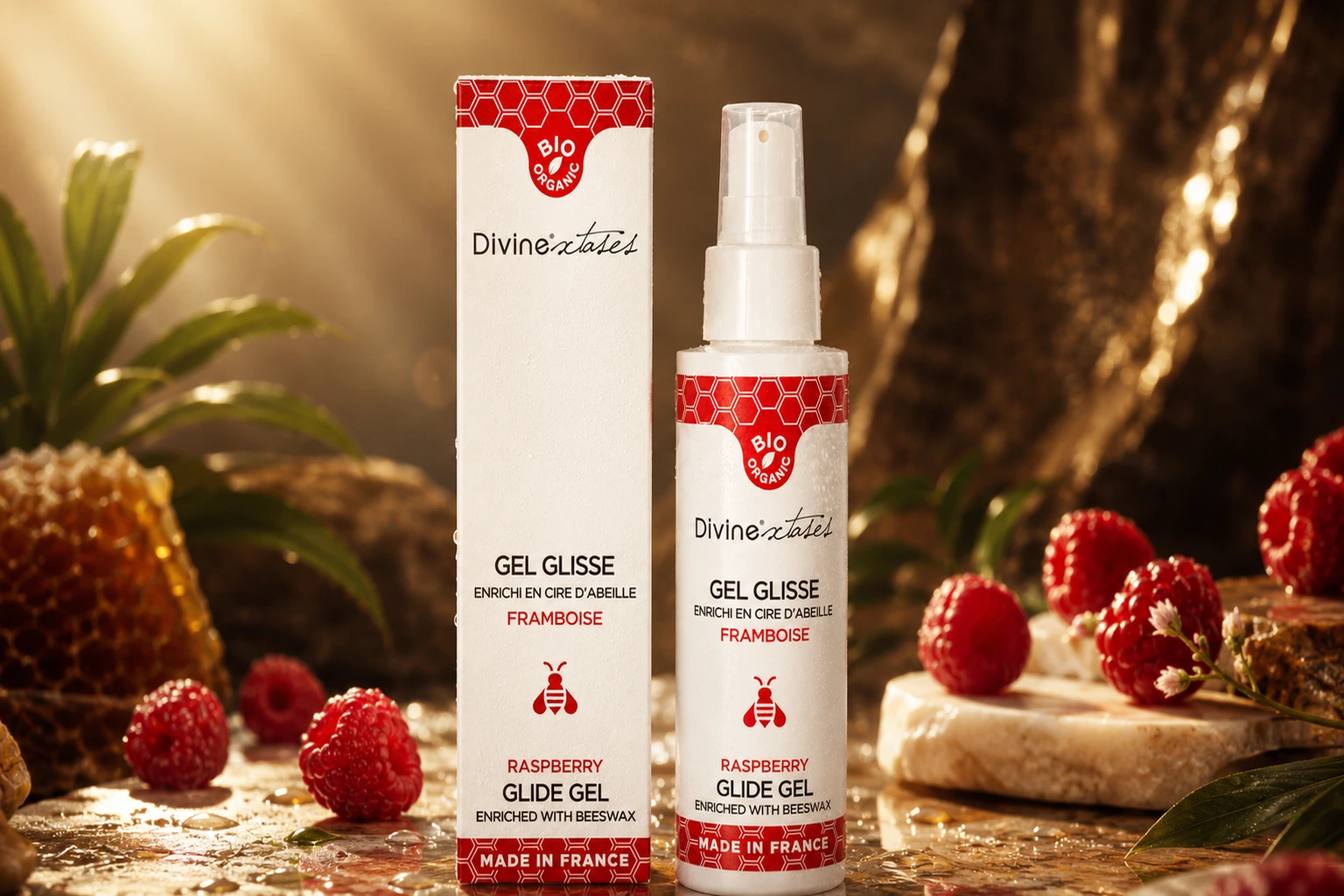 Gel Lubrifiant Bio Neutre Framboise Divine Xtases 100ml certifie Bio Organic Yuka 100/100